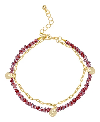 Macy's Simulated Garnet 2 Layer Bracelet