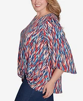 Ruby Rd. Plus Scoop Neck Ikat Dew Drop Printed Knit Top