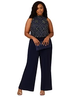 Adrianna Papell Plus Beaded Sleeveless Wide-Leg Jumpsuit