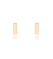 The Lovery Pink Pearl Bar Stud Earrings 14K Gold