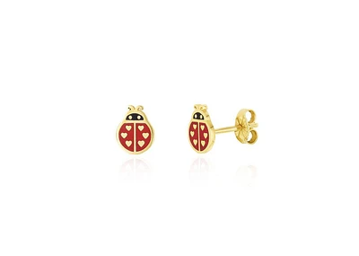 The Lovery Ladybug Enamel Stud Earrings 14K Gold