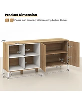 Skonyon 63 Inches Buffet Sideboard with 4 Compartments and Push-to-Open Cabinet-Natural