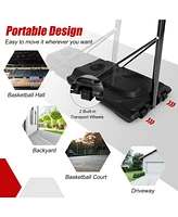 Skonyon Height Adjustable Portable Shatterproof Backboard Basketball Hoop with 2 Nets