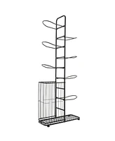 Skonyon Metal Basketball Holder with 7 Removable Hanging Rods and Side Ball Basket
