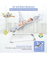 Skonyon Kids Portable Baby Bouncer Rocker Seat with Detachable Toy Bar-Gray