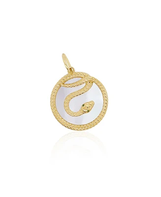 The Lovery Mother of Pearl Snake Charm 14K Gold