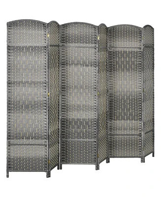 Homcom 6 Panel Room Divider Hand-Woven Freesding Partition,