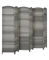 Homcom 6 Panel Room Divider Hand-Woven Freestanding Partition, Mixed Gray