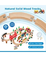 Givimo 80-Piece Wooden Train Set and Table