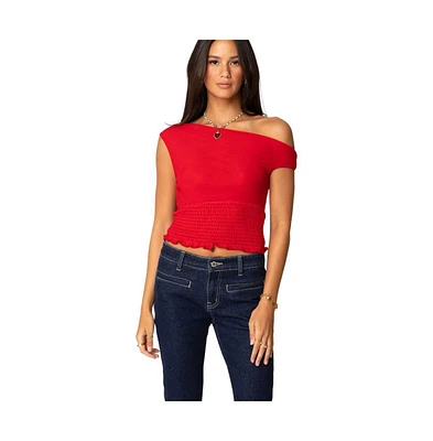 Edikted Women's Jenny Scrunched Asymmetric Top