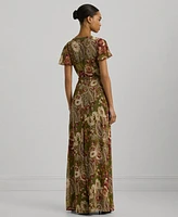 Lauren Ralph Women's Belted Floral Gown