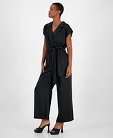 Bar Iii Women's Notch-Lapel Tie-Waist Jumpsuit, Created for Macy's