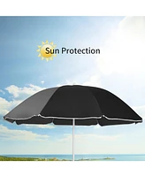 Costway Folding Picnic Double Chair W/Umbrella Table Cooler Beach
