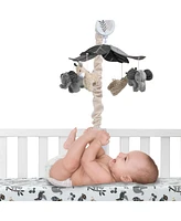 Lambs & Ivy Baby Jungle Animals Gray/Tan Musical Crib Mobile Soother Toy