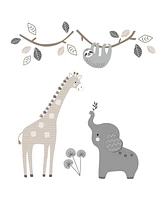 Lambs & Ivy Baby Jungle Animals 4-Piece Gray/White/Taupe Crib Bedding Set