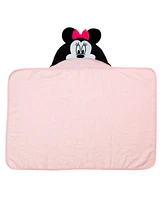 Lambs & Ivy Baby Girls Disney Baby Minnie Mouse Pink Cotton Hooded Baby Bath Towel