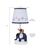 Lambs & Ivy Playful Elephant Blue/White Nursery Lamp with Shade and Light Bulb