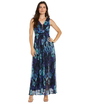 R & M Richards Women's Floral-Print Crinkled Maxi Dress