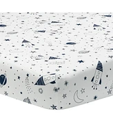 Lambs & Ivy Sky Rocket 5-Piece Blue Galaxy/Space Nursery Baby Crib Bedding Set