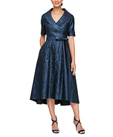 Alex Evenings Women's Printed Jacquard Collared Dress