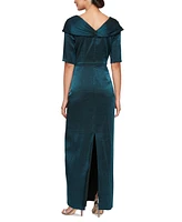 Alex Evenings Women's Velvet Fold-Over Column Gown