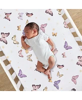 Lambs & Ivy Butterfly Dreams Pink/Gold 3-Piece Nursery Baby Crib Bedding Set