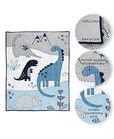 Lambs & Ivy Baby Dino Blue/White Dinosaur Nursery 6-Piece Crib Bedding Set