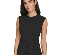 Calvin Klein Petite Chain-Trim Side-Pleated Dress