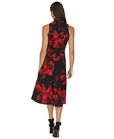 Calvin Klein Petite Printed V-Neck Sleeveless Dress