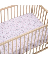 Bedtime Originals Floral Pink/Gray 2-Pack Fitted Crib/Toddler Sheet Set- Flower