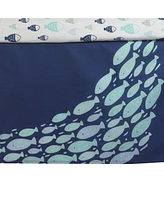 Lambs & Ivy Oceania Blue/Gray/White Whale with Octopus and Fish Nautical Ocean 6-Piece Nursery Baby Crib Bedding Set