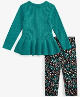 First Impressions Baby Girls Peplum Sweater Tunic & Printed Leggings, 2 Piece Set, Created for Macy's