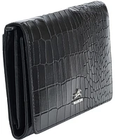 Mancini Women's Croco2 Rfid Secure Trifold Wallet