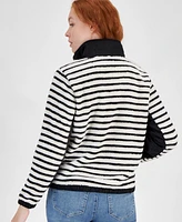 Nautica Jeans Women's Striped Pullover Sherpa Jacket