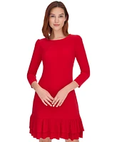 Tommy Hilfiger Women's 3/4-Sleeve Ruffled-Hem Jersey Dress