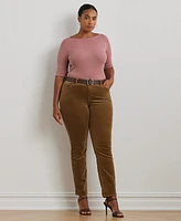 Lauren Ralph Plus Stretch Cotton Boatneck Top