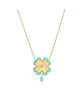 The Lovery Blue Enamel Gold Single Clover Necklace 14K Gold