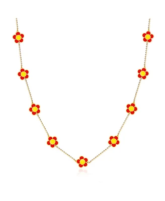 The Lovery Coral Daisy Necklace 14K Gold