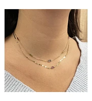 The Lovery Rainbow Gemstone Paperclip Necklace 14K Gold