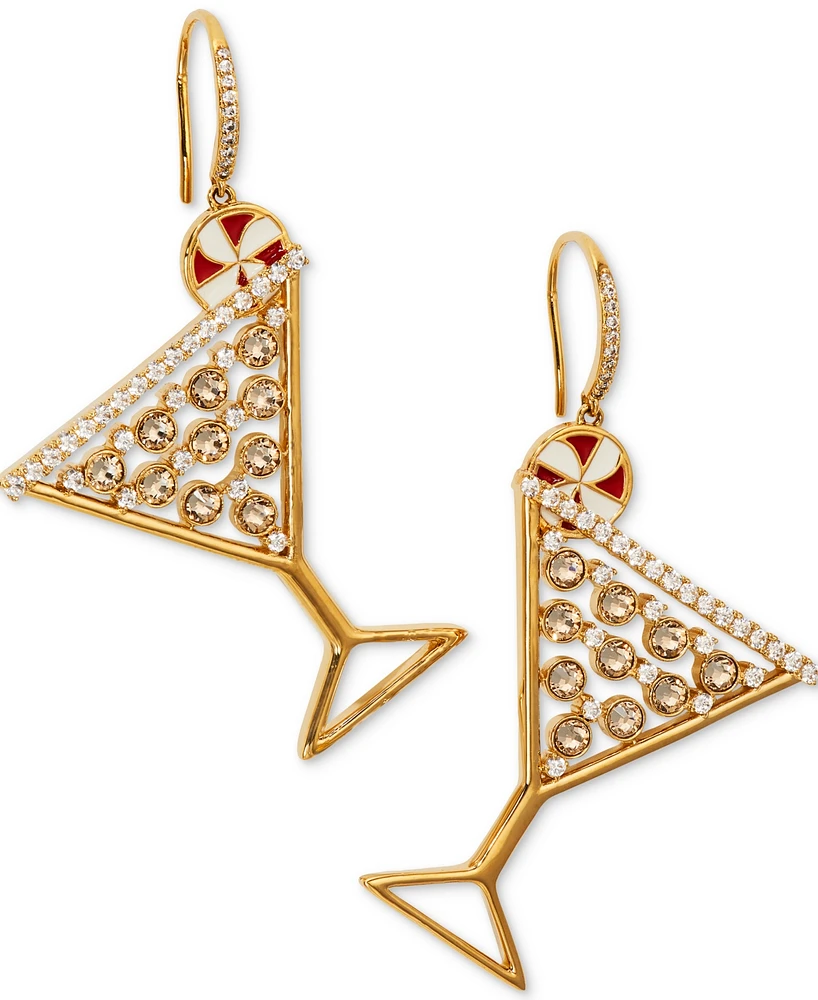 Ajoa By Nadri Gold-Tone Crystal Stone Peppermint Cosmo Drop Earrings