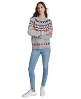 Dkny Jeans Women's Fair Isle Crewneck Raglan Sweater