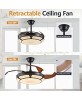 Modern Minimalist Retractable Ceiling Fan with Led Light