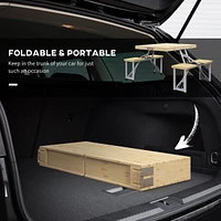 Foldable Picnic Table and Chairs with Umbrella, Aluminum Outdoor Set