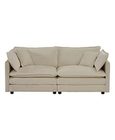 Streamdale Furniture Beige Chenille Modern Loveseat Sofa with Pillows