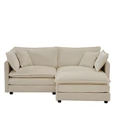 Streamdale Furniture Beige Chenille Sectional with Ottoman for Small Living Space