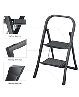 Streamdale Furniture 2-Step Folding Ladder Stool with Anti-Slip Pedal