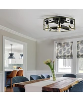 Green Caged Ceiling Fan with Light & Remote