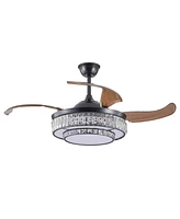 Contemporary Led Retractable Ceiling Fan with Remote Control