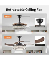 Contemporary Led Retractable Ceiling Fan with Remote Control