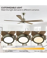 Modern Wood Ceiling Fan with Light and Remote (60")